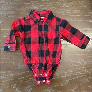 Red and Black Plaid Baby Onesie